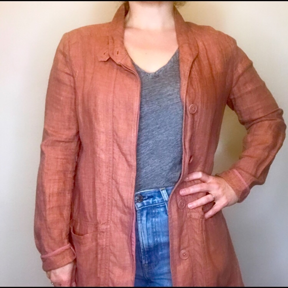 Coral Linen Lightweight Jacket